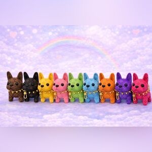 Iconic Monogram Plush Frenchie Bulldog Keychain w/ Gold Spiked
Collar and Chain